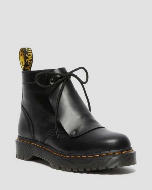 Black Dr. Martens 101 Bex Lace Cover Leather Ankle Boots | BZVDC3815