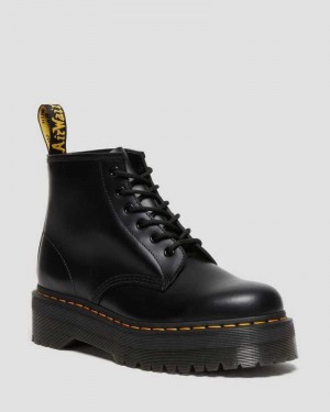 Black Dr. Martens 101 Smooth Leather Platform Ankle Boots | CAGVO6734