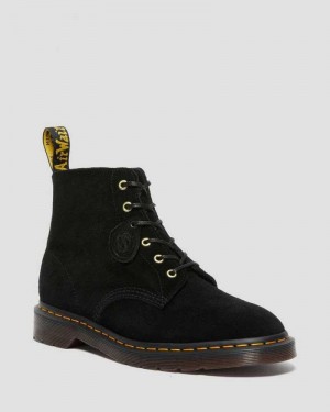 Black Dr. Martens 101 Suede Ankle Boots | ZNCJR3695