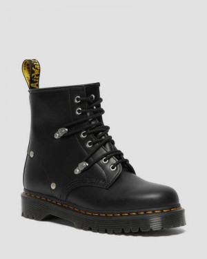 Black Dr. Martens 1460 Bex Stud Leather Lace Up Boots | YAMFD9631