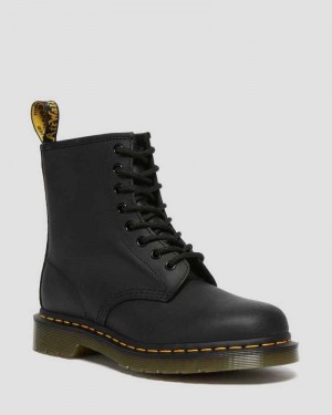 Black Dr. Martens 1460 Greasy Leather Lace Up Boots | PQFIO4912