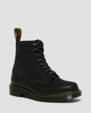 Black Dr. Martens 1460 Guard Leather Lace Up Boots | ZEMGN7298