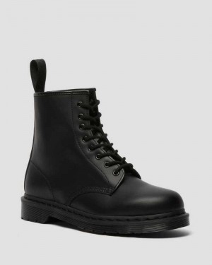 Black Dr. Martens 1460 Mono Smooth Leather Lace Up Boots | EBXQN9812