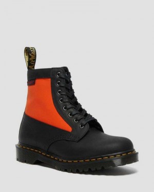 Black Dr. Martens 1460 Panel Leather Lace Up Boots | TVKJL3170