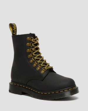 Black Dr. Martens 1460 Pascal DM's Wintergrip Leather Lace Up Boots | XBEPH4613