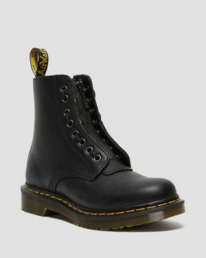 Black Dr. Martens 1460 Pascal Nappa Zipper Boots | QUSDK8356