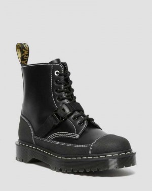 Black Dr. Martens 1460 Tech Leather Lace Up Boots | AWQKN4157