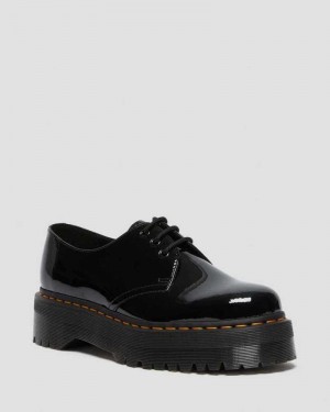 Black Dr. Martens 1461 Patent Leather Platform Oxford Shoes | FDWCN3965