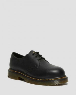 Black Dr. Martens 1461 Slip Resistant Steel Toe Shoes | CBXVZ9715