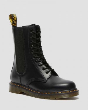 Black Dr. Martens 1490 Harper Leather Lace Up Boots | JQCFO3581