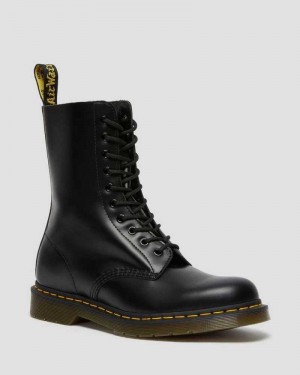 Black Dr. Martens 1490 Smooth Leather Mid Calf Boots | KACVB3645