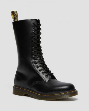 Black Dr. Martens 1914 Smooth Leather Tall Boots | AEJHW3058