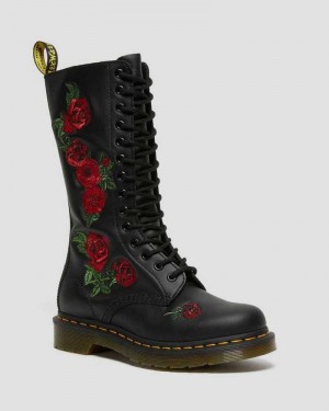 Black Dr. Martens 1914 Vonda Leather Mid Calf Boots | YJMHN1349