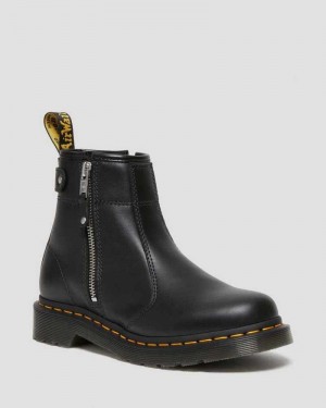 Black Dr. Martens 2976 Double Zip Leather Chelsea Boots | AYMLE6437