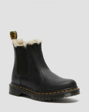 Black Dr. Martens 2976 Faux Fur Lined Chelsea Boots | RNEZA7081