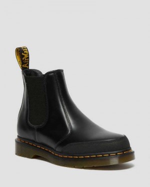 Black Dr. Martens 2976 Guard Panel Leather Chelsea Boots | SZLCY8762