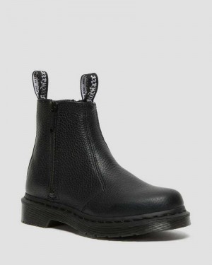 Black Dr. Martens 2976 Leather Zipper Chelsea Boots | HTLJR3074