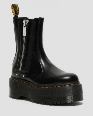 Black Dr. Martens 2976 Max Leather Platform Chelsea Boots | VYWDH3945