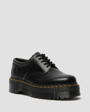 Black Dr. Martens 8053 Leather Platform Casual Shoes | GMKBI0537