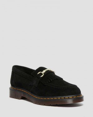 Black Dr. Martens Adrian Snaffle Suede Loafers | OIJZF5310