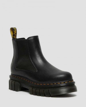 Black Dr. Martens Audrick Nappa Leather Platform Chelsea Boots | GLDJQ5426