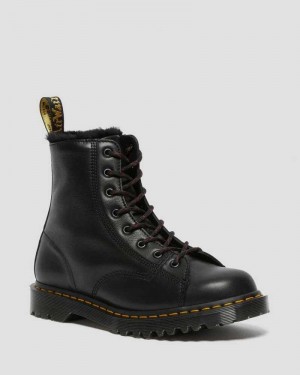 Black Dr. Martens Barton Shearling Lined Leather Boots | SFKAW9760