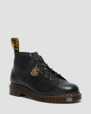 Black Dr. Martens Church Buckingham Leather Monkey Boots | SZYXR6452