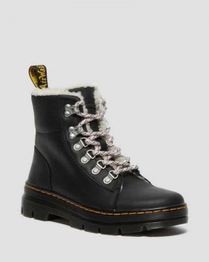 Black Dr. Martens Combs Faux Shearling Lined Casual Boots | AFBWY3450