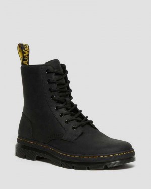 Black Dr. Martens Combs Leather Casual Boots | ASZKO0218