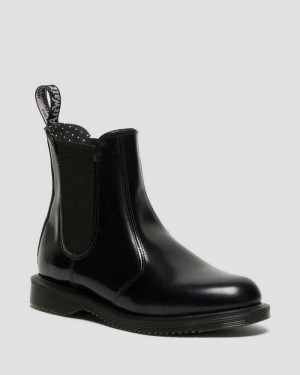 Black Dr. Martens Flora Smooth Leather Chelsea Boots | BXMZE4597