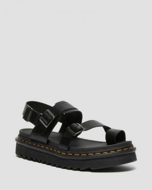 Black Dr. Martens Fynn Leather Strap Sandals | XMWIP6708