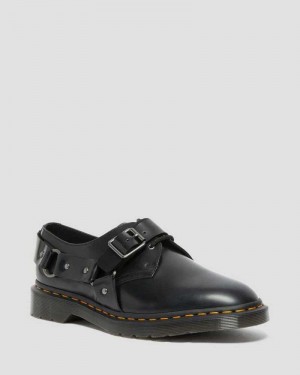 Black Dr. Martens Henree Polished Smooth Leather Buckle Shoes | HNTMY3685