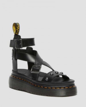 Black Dr. Martens Imojeen Brando Leather Stud Platform Sandals | VNEUG5416