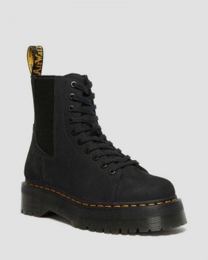 Black Dr. Martens Jadon Nubuck Leather Platform Boots | BTGVO0547