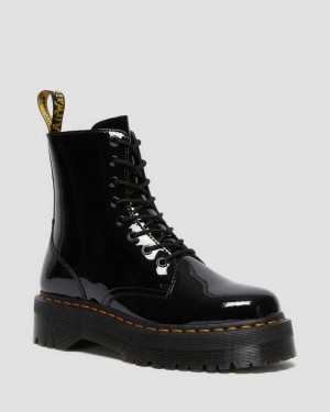 Black Dr. Martens Jadon Patent Leather Platform Boots | JEMRH4603