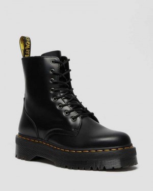 Black Dr. Martens Jadon Smooth Leather Platform Boots | YZDTP5370