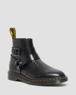 Black Dr. Martens Jaimes Leather Harness Chelsea Boots | CMZAS0378