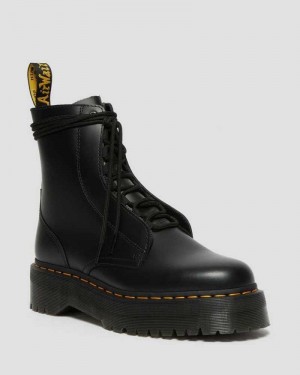 Black Dr. Martens Jarrick Smooth Leather Platform Boots | TPENM7386