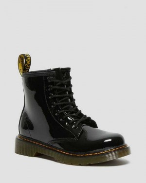 Black Dr. Martens Junior 1460 Patent Leather Lace Up Boots | UAVOE3162