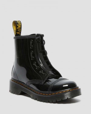 Black Dr. Martens Junior Sinclair Bex Patent Leather Boots | RAHPM7186