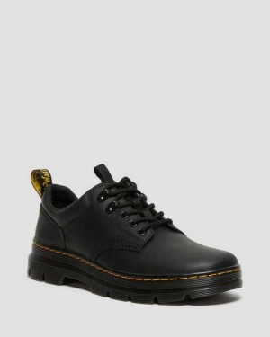 Black Dr. Martens Reeder Wyoming Leather Utility Shoes | QYDUL4617