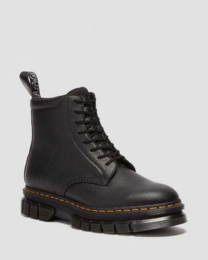 Black Dr. Martens Rikard Lunar Leather Platform Boots | JCAXM2914