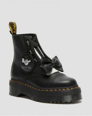 Black Dr. Martens Sinclair Lazy Oaf Leather Platform Boots | KHSFI5782