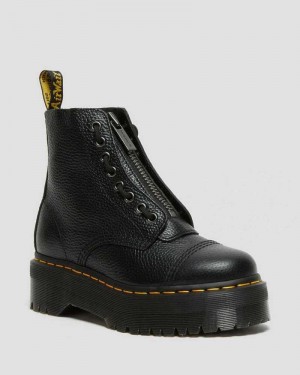 Black Dr. Martens Sinclair Milled Nappa Leather Platform Boots | USPHT2068