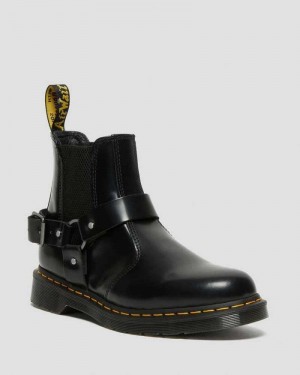 Black Dr. Martens Wincox Smooth Leather Buckle Boots | TEIUQ0436