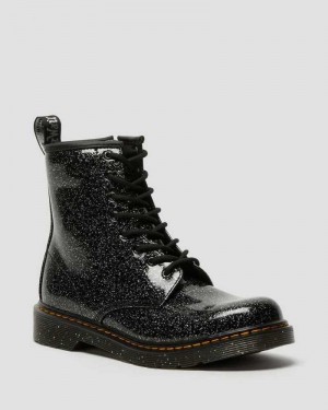 Black Dr. Martens Youth 1460 Glitter Lace Up Boots | HRTJP2603