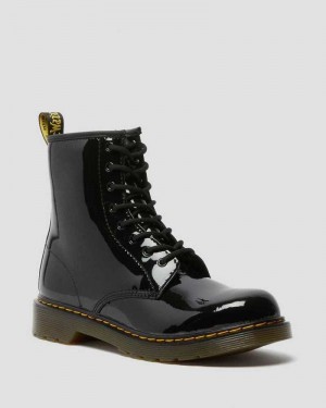 Black Dr. Martens Youth 1460 Patent Leather Lace Up Boots | WROBJ8594