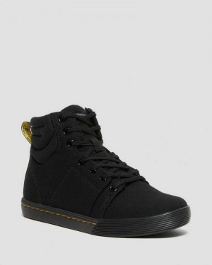 Black / Black Dr. Martens Rozarya Canvas Casual Boots | XBSYZ4357