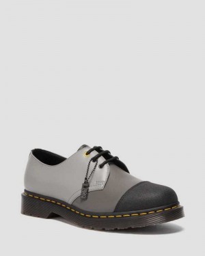 Black / Grey Dr. Martens 1461 London Smooth Leather Oxford Shoes | VQWIN1205