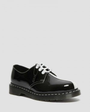 Black / White Dr. Martens 1461 Tokyo Patent Leather Oxford Shoes | VCTEO1395